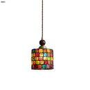 Helnys Glass LED Pendant Light Fixture with Walnut Wood and Copper Finish