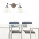 Helnys Retro LED Wall Light Fixtures with Pull Chain Switch, Industrial 2 Heads Sconce
