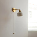 Helnys Nordic Ceramic Copper LED Wall Lamp with Pull Chain Switch, Adjustable for Bathroom Mirror