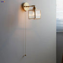 Helnys Vintage Retro LED Wall Lamp Sconce Glass Rotate Pull Chain Switch