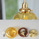 Helnys Modern Nordic Glass Ball LED Pendant Light - Copper Amber Glass Ball