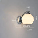 Helnys Nordic Milky Glass Ball LED Wall Sconce - Modern Iron Bedroom Living Room Mirror Light