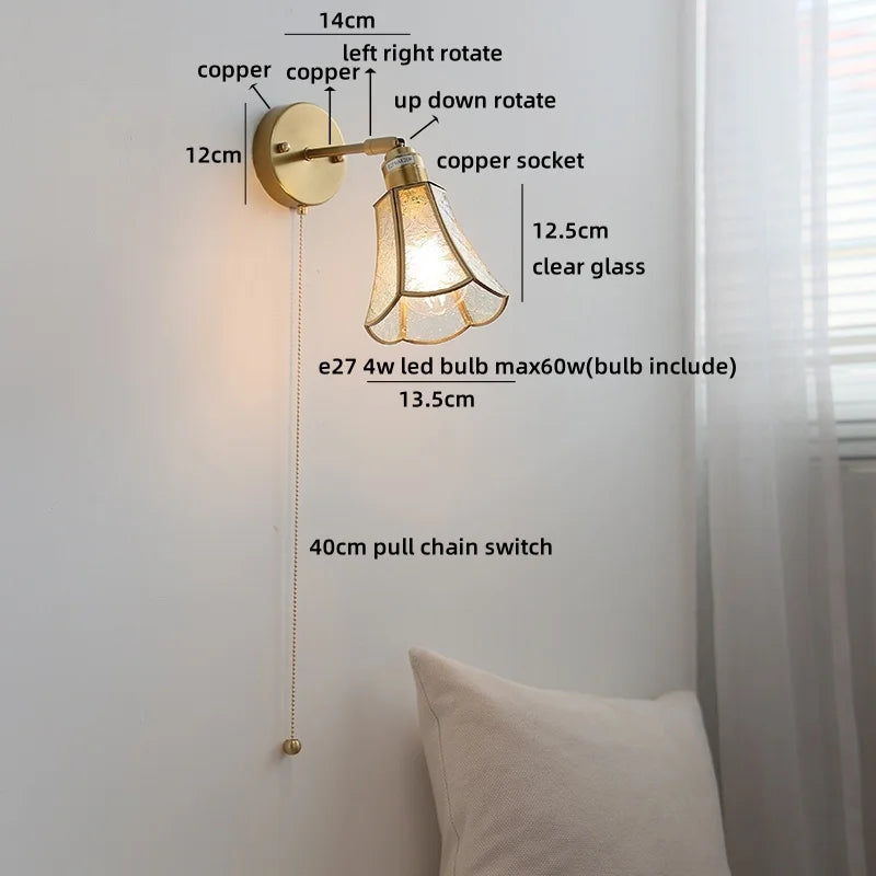 Helnys LED Glass Wall Lamps for Kids Bedroom, Nordic Design Mirror Light