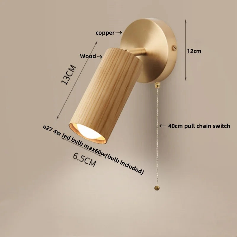 Helnys Nordic LED Wall Light - Modern Wood Indoor Lamp for Home Decor