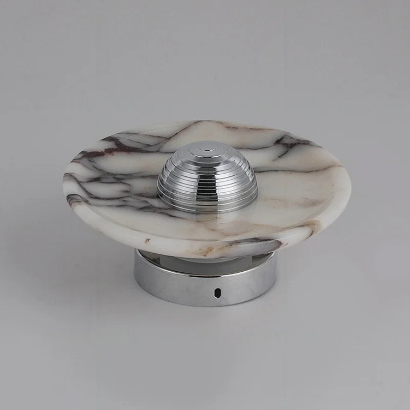 Helnys Round Bulgari Stone Shade Pull Chain Switch LED Wall Lamp for Luxury Living Room
