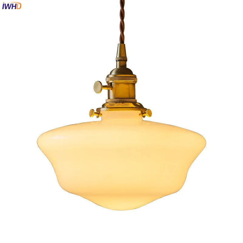 Helnys Modern Glass Copper Pendant Light for Bedroom & Living Room