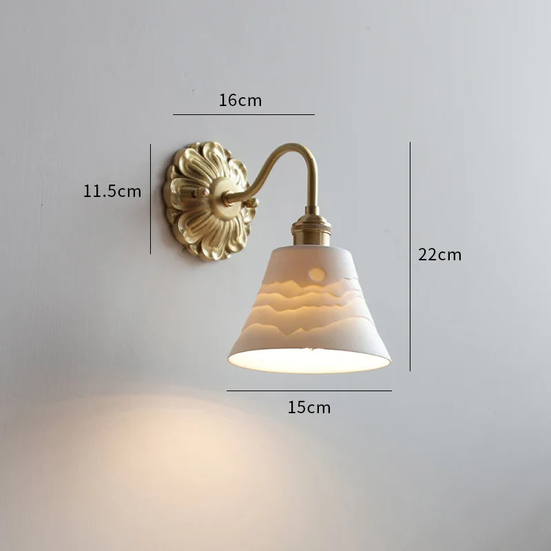 Helnys Smoke Gray Glass LED Wall Sconce - Modern Copper Wandlamp Fixtures