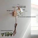 Helnys Walnut LED Wall Sconce Pull Chain Switch Rotatable Stair Light Fixture