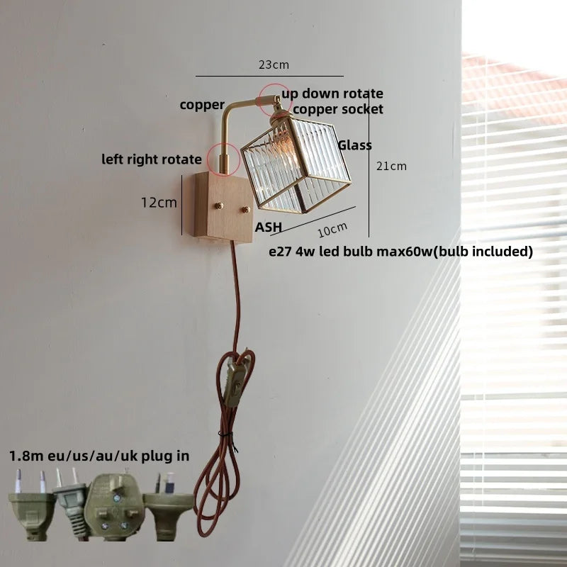 Helnys Rotatable Brass LED Wall Lights Nordic Modern Stair Light