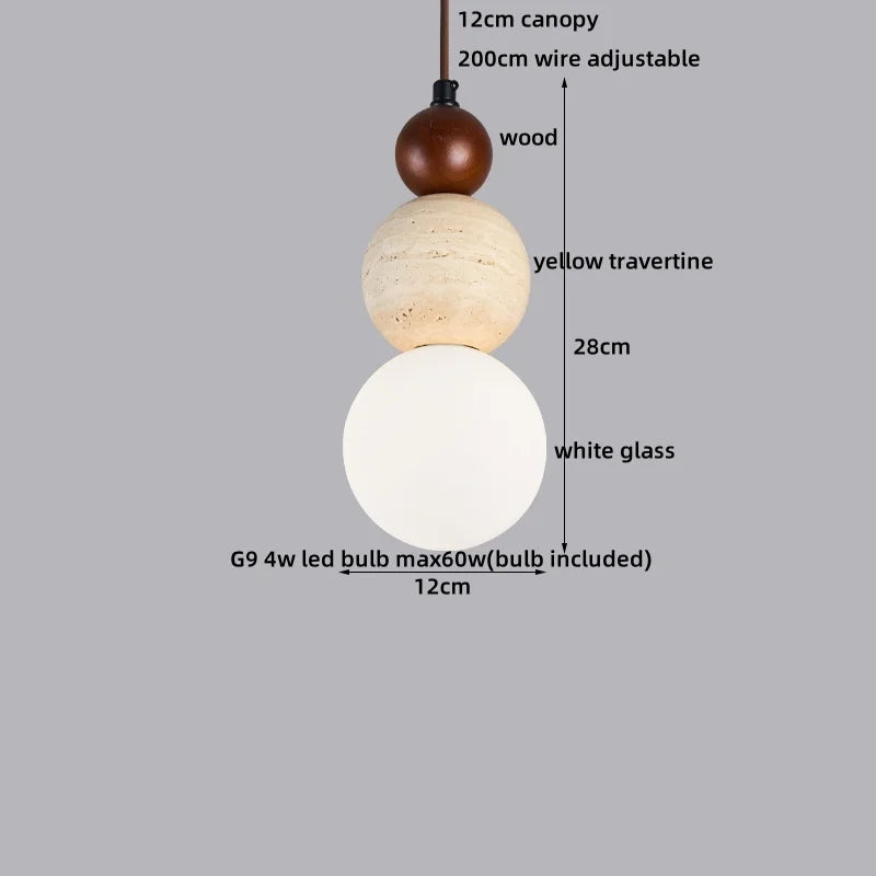 Helnys Yellow Travertine LED Pendant Lights Modern Nordic Hanging Lamp