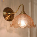 Helnys Amber Flower Glass Wall Sconce LED Light Fixture for Living Room and Bathroom