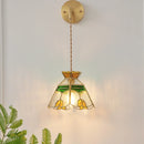 Helnys Glass LED Wall Light Fixture with Adjustable Wire, Pull Chain Switch, Vintage Design