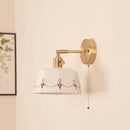 Helnys Ceramic LED Wall Lamp with Pull Chain Switch - Up Down Rotate Copper Mirror Light