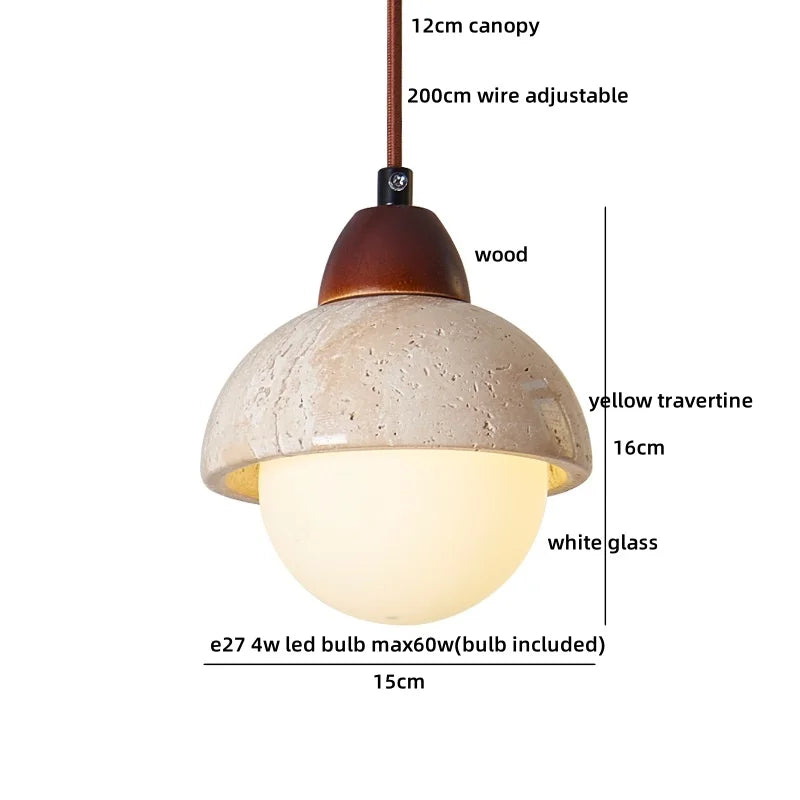 Helnys Yellow Stone Copper Socket LED Pendant Lights for Living Room Study Café