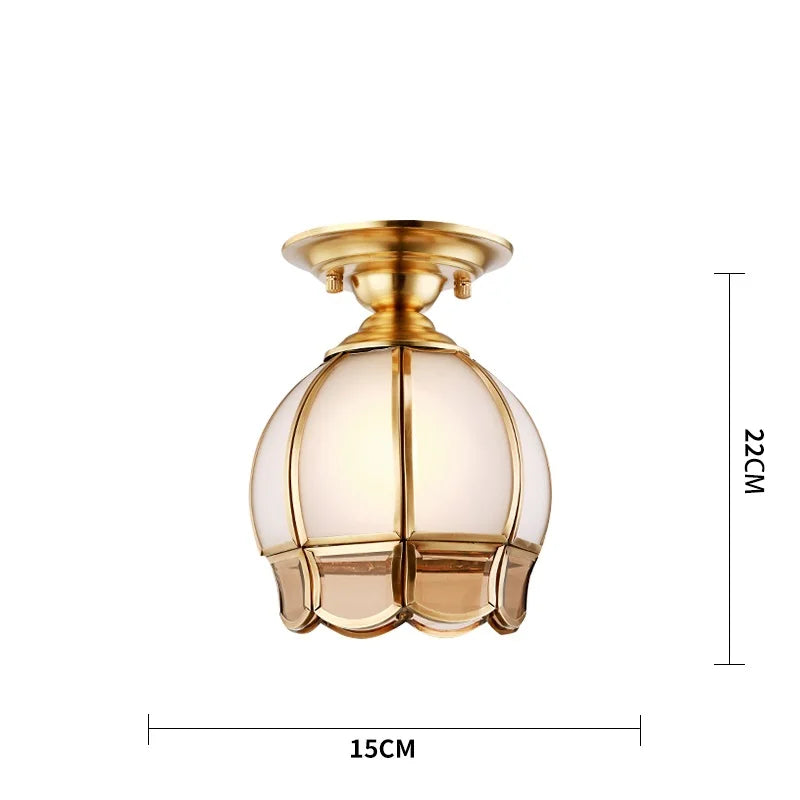 Helnys American Copper Vintage Ceiling Lights Glass LED Lamps