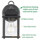 Helnys Outdoor Black Wall Lantern, Waterproof Sconce Light Fixture