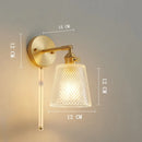Helnys Clear Glass LED Wall Lights Copper Pull Chain Switch Modern Wandlamp