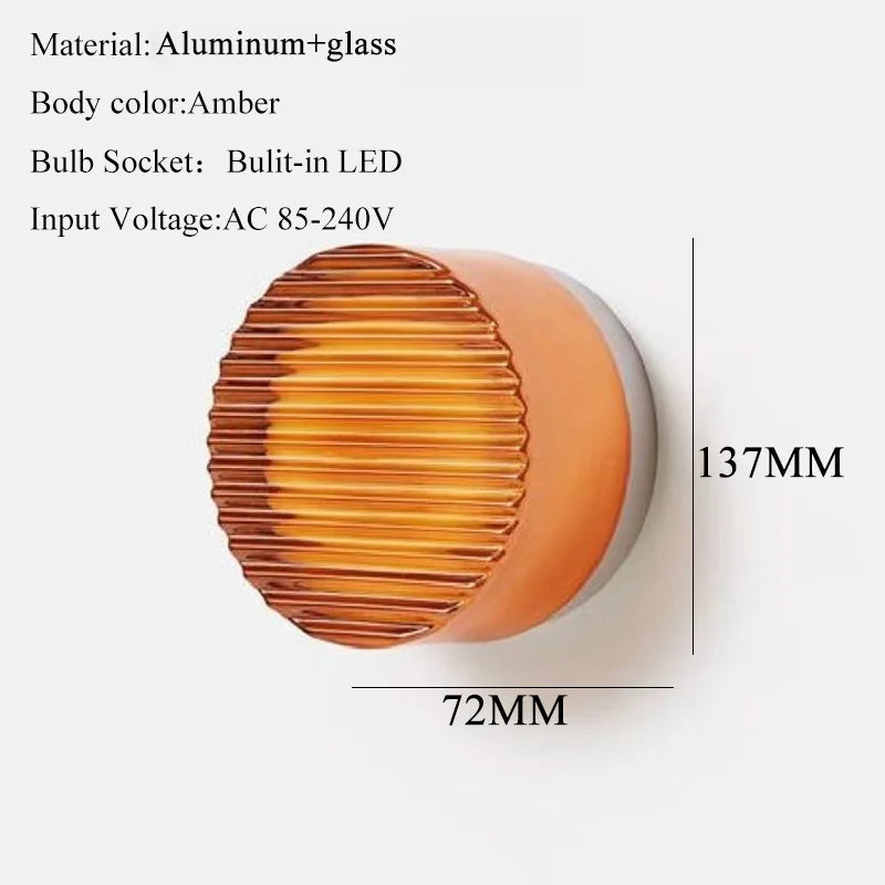 Helnys Glass Lampshade LED Wall Sconce, 4 Colors for Bedroom, Living Room, Bathroom