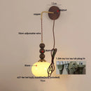 Helnys Adjustable Wood Glass Wall Lights with Pull Chain Switch for Aisle Study Dining