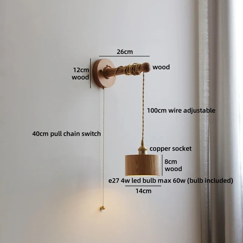 Helnys Wooden LED Wall Sconce | Japan Style Home Lighting Fixtures