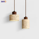 Helnys Yellow Travertine LED Pendant Light for Bedroom and Balcony