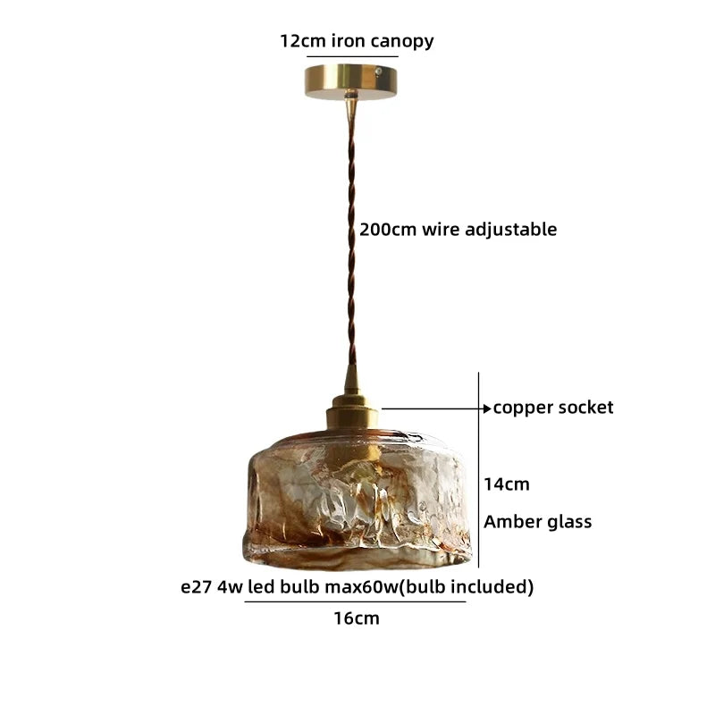 Helnys Clear Glass LED Pendant Light Modern Brass Hanging Lamp