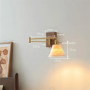 Helnys Walnut Ceramic LED Wall Lamp with Copper Arm, Rotating, Pull Chain Switch