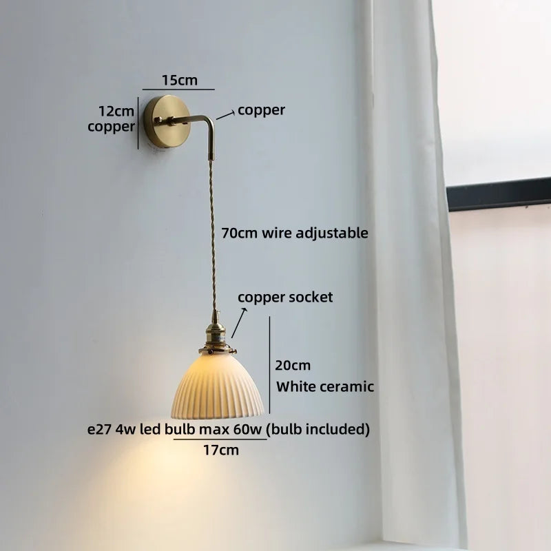 Helnys Brass Glass Shade LED Wall Lamp, Nordic Modern Bathroom Mirror Light