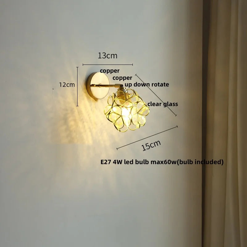 Helnys Copper Lampshade LED Wall Light - Modern Nordic Bedroom Balcony Up Down Lamp