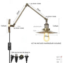 Helnys Vintage Industrial Style Long Arm LED Wall Sconce Bedside Lamp