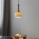 Helnys Copper LED Pendant Light with Ceramic Lampshade, Modern Japanese Style