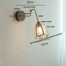 Helnys Clear Glass LED Wall Sconce with Pull Chain Switch & Rotating Walnut Wood Arm