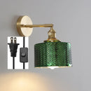 Helnys Green Glass LED Wall Light with Pull Chain Switch - Nordic Modern Design