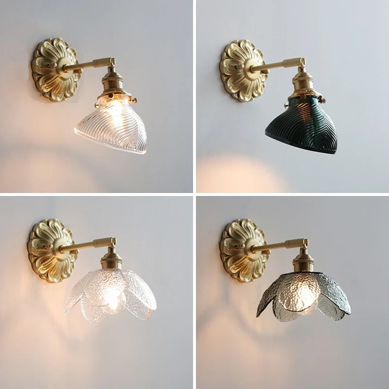 Helnys Clear Shell Glass LED Wall Sconce Up Down Light Europe Style Copper Wandlamp