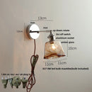Helnys Clear Glass LED Wall Lamp Pull Chain Switch Up Down Rotatable Stair Light Fixtures