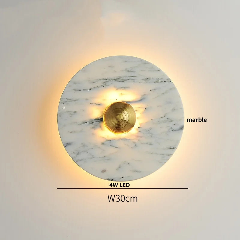 Helnys Marble LED Wall Sconce Round Modern Indoor Decor Light