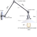 Helnys Vintage Industrial Swing Arm LED Wall Sconce with Pull Chain Switch