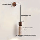 Helnys LED Adjustable Wall Lamp with Pull Chain Switch, Yellow Travertine White Glass