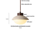 Helnys LED Pendant Light: Japanese Style, Yellow Travertine Wood, Adjustable Wire Hanging Lamp