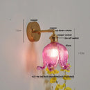 Helnys Vintage Blue Glass LED Wall Lamp with Pull Chain Switch