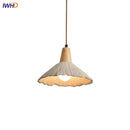 Helnys LED Pendant Lights: Japanese Style Micro Cement Wood Hanging Lamp for Home Decor
