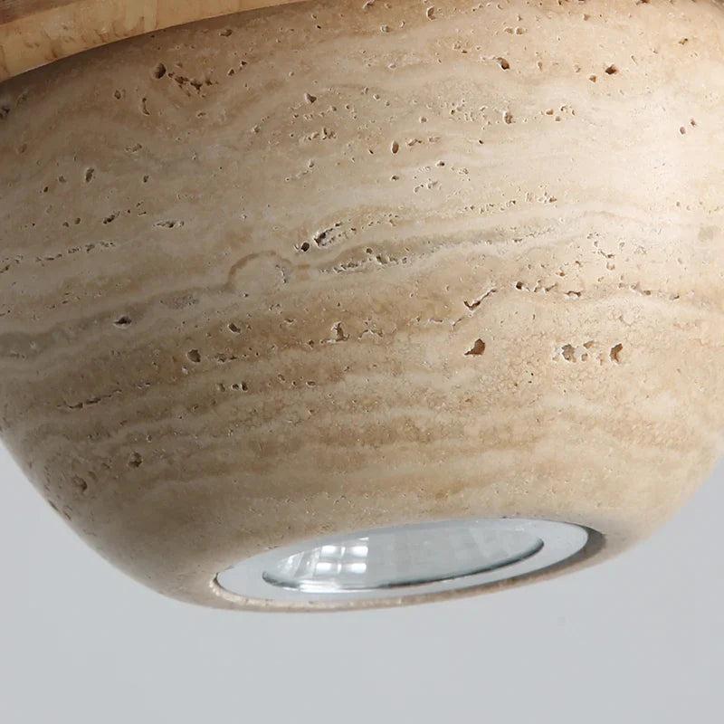 Helnys LED Pendant Lights Japanese Style Wood Decor Stone Globe Hanging Lamp