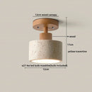 Helnys Japanese Yellow Travertine Wood Stone LED Ceiling Light