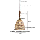 Helnys Ceramic Wood Handle LED Pendant Lamp - Japanese Style Indoor Decor