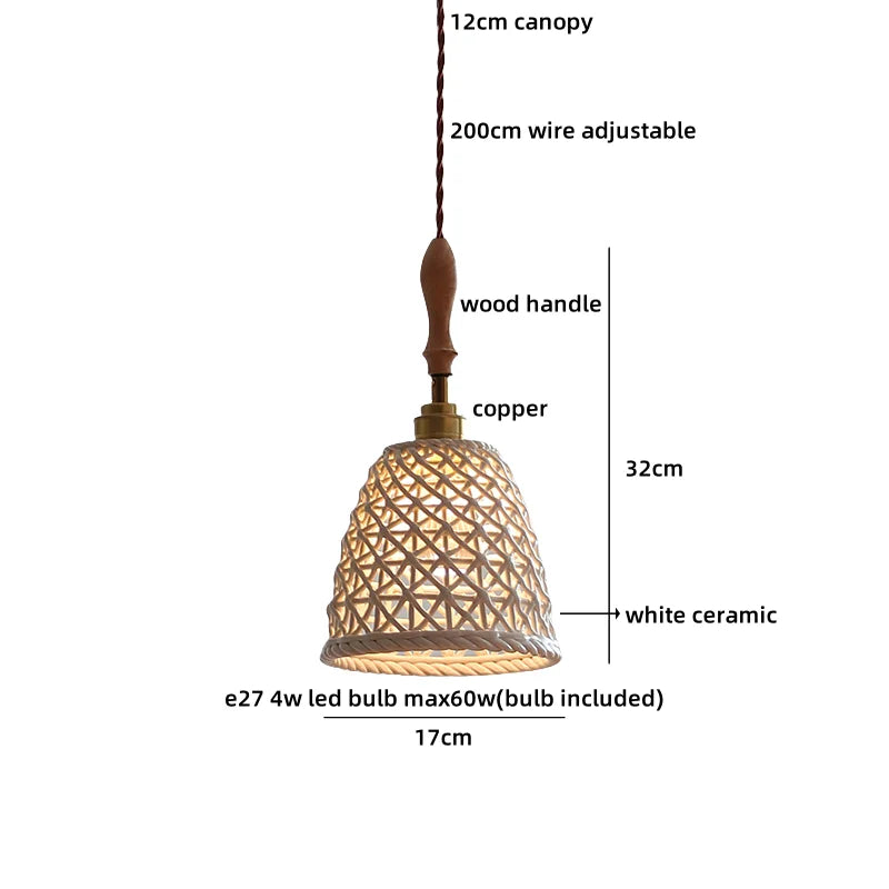 Helnys Nordic Ceramic White Copper Pendant Lamp - Modern LED Decor Fixture