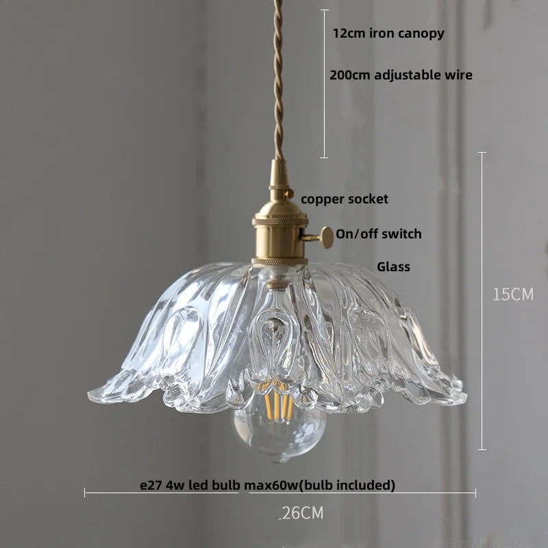 LED Pendant Lights Helnys Clear Glass Walnut Knob Switch Adjustable Hanging Lamp