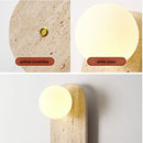 Helnys LED Wall Light Fixture Nordic Modern Yellow Travertine White Glass Bedside Lamp