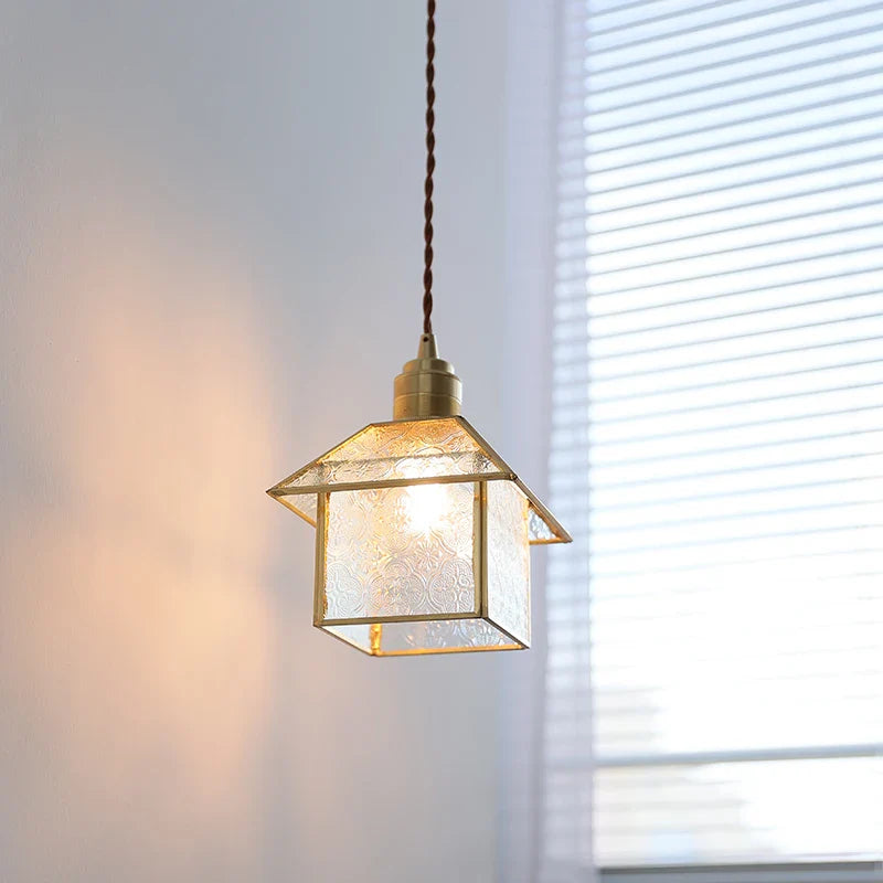 Helnys Glass LED Pendant Light - Modern Copper Hanging Lamp - Nordic Style