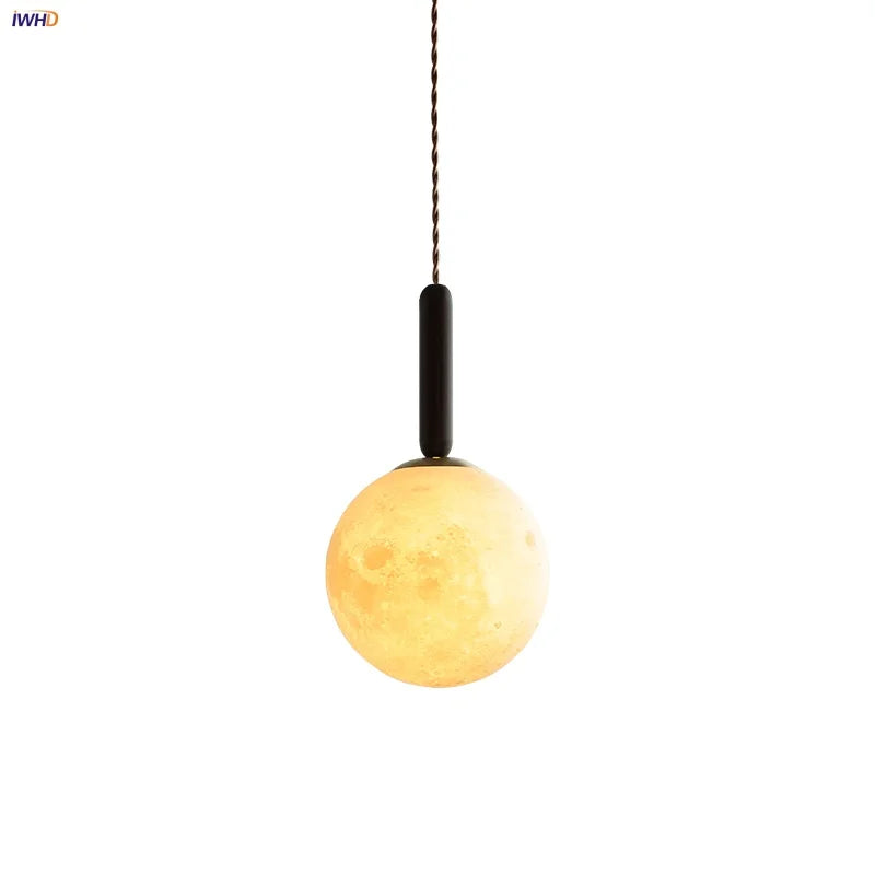 Helnys Nordic LED Glass Pendant Light Fixture with Wood Accent