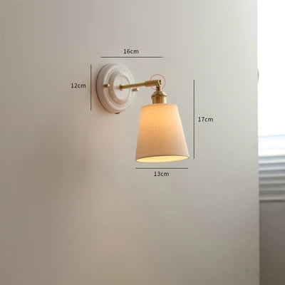 Helnys Ceramic LED Wall Light with Knob Switch, Nordic Japanese Style Sconce